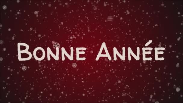 Animatie Bonne Annee, Happy New Year in Franse taal, wenskaart. — Stockvideo