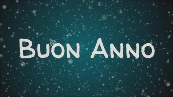 Animatie Buon Anno, Happy New Year in Italiaanse taal, wenskaart. — Stockvideo