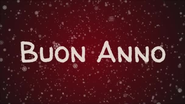 Animatie Buon Anno, Happy New Year in Italiaanse taal, wenskaart. — Stockvideo