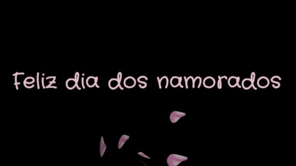 Animatie Feliz dia dos Namorados, Happy Valentines day in Portugese taal, wenskaart — Stockvideo