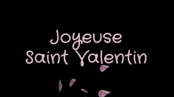 Animation Joyeuse Saint Valentin, glad Alla hjärtans dag i franska språket, gratulationskort — Stockvideo