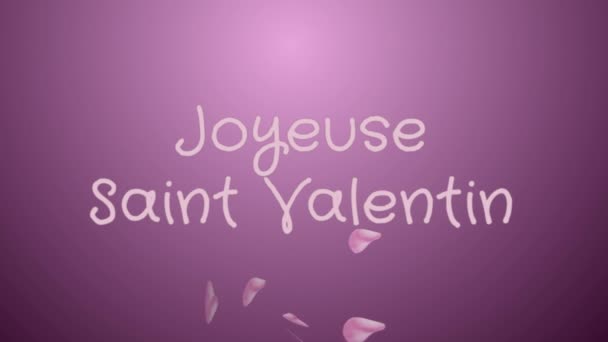 Animation Joyeuse Saint Valentin, glad Alla hjärtans dag i franska språket, gratulationskort — Stockvideo