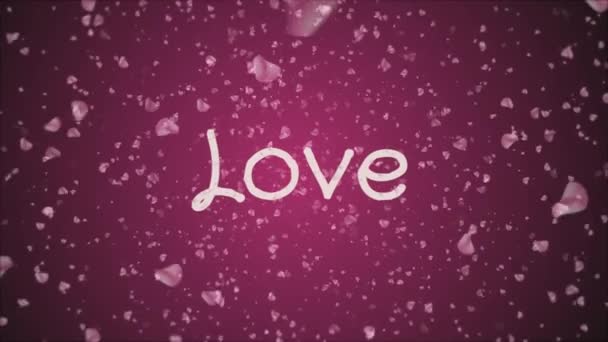 Animation Amour Carte Voeux Pétales Roses Tombants Fond Rose — Video