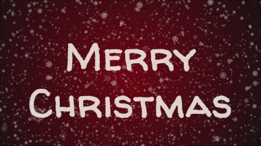 Tebrik kartı Merry Christmas, beyaz harfler, kırmızı arka plan