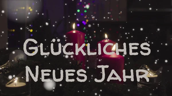 Вітальна листівка Gluckliches Neues Jahr, з новим роком німецькою мовою — стокове фото