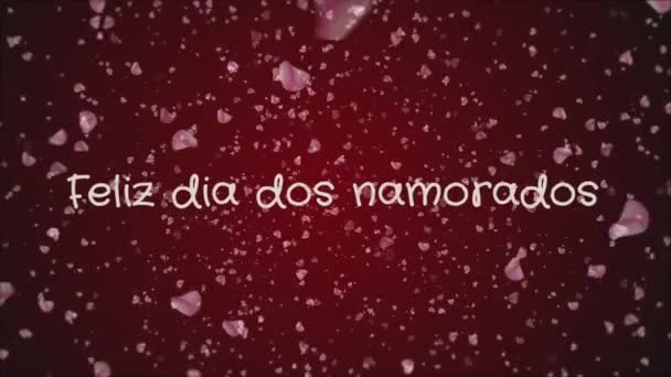 Animatie Feliz Dia Dos Namorados Happy Valentines Day Portugese Taal — Stockvideo