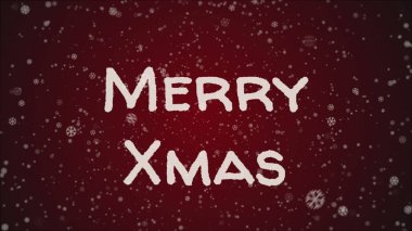 Tebrik kartı Merry Xmas, beyaz harfler, kırmızı arka plan