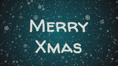 Tebrik kartı Merry Xmas, beyaz harfler, mavi arka plan