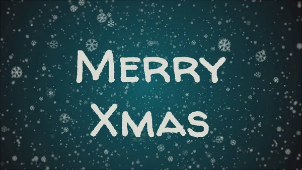 Tebrik kartı Merry Xmas, beyaz harfler, mavi arka plan