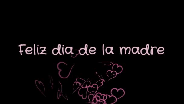 Анімація Feliz dia de la Мадре, щасливі матері день на іспанською мовою, вітальних листівок — стокове відео