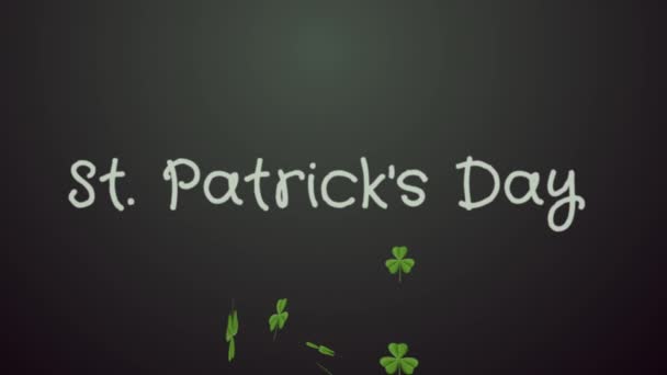 Saint Patricks Day. Clover leaves over black background — Stock Video