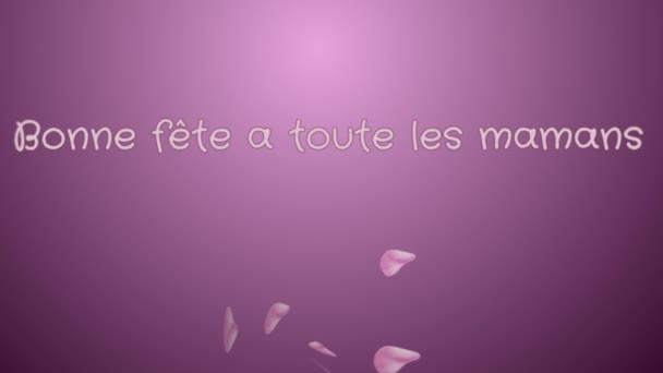 Animatie Bonne fete een toute les mamans, Happy Mothers day in de Franse taal, wenskaart — Stockvideo