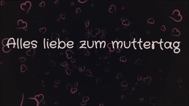 Animación Alles liebe zum muttertag, Feliz Día de las Madres en idioma alemán, tarjeta de felicitación — Vídeo de stock