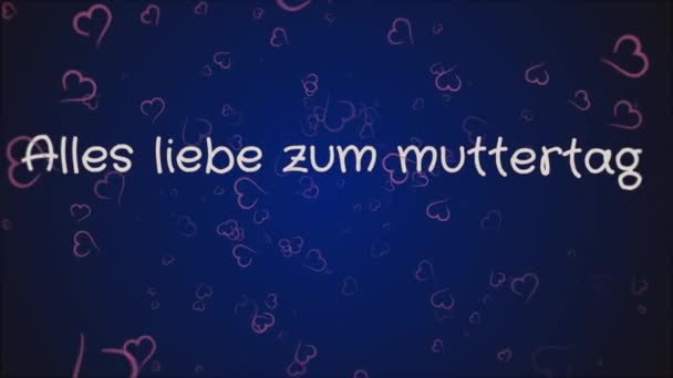 Animação Alles liebe zum muttertag, Feliz Dia das Mães em língua alemã, cartão de saudação — Vídeo de Stock