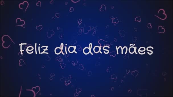 Animação Feliz dia das maes, Feliz Dia das Mães em língua portuguesa, cartão de felicitações — Vídeo de Stock