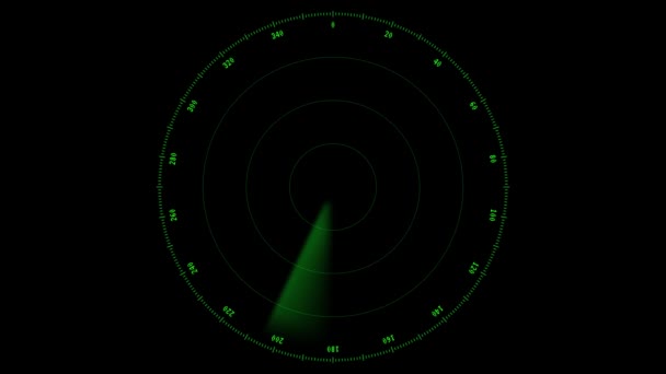 Анімація - зелений промінь, що працює на екрані радару — стокове відео
