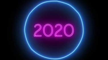 Animasyon zoom yanıp sönen Neon işareti 2020