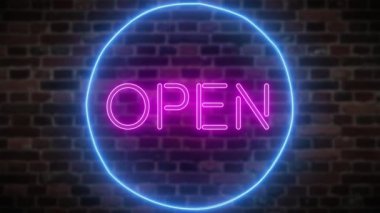 Animasyon zoom yanıp sönen Neon işareti açık