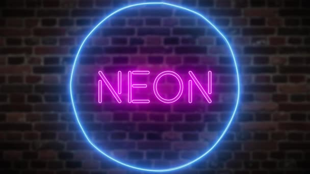 Animation Zoom blinkende Leuchtreklame Neon — Stockvideo