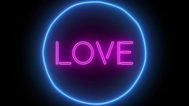 Animasyon zoom yanıp sönen Neon işareti aşk