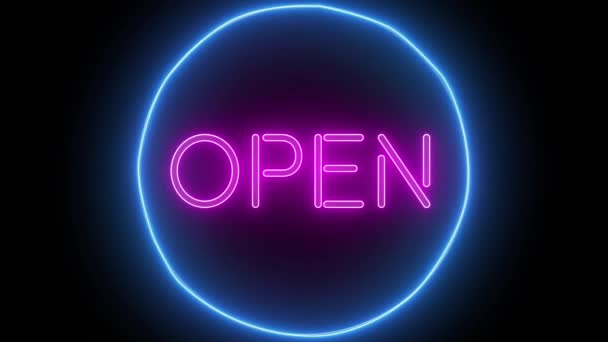 Animation zoom clignotant néon signe Ouvrir 