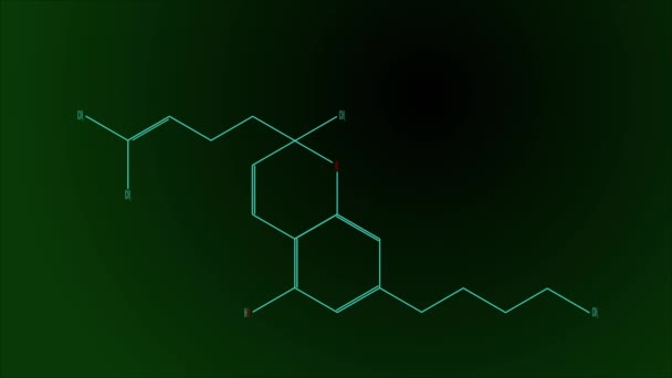 Animazione linea azzurra disegna la molecola di cannabicroene — Video Stock