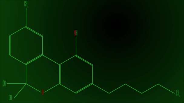 La ligne verte d'animation dessine la molécule de cannabinol — Video