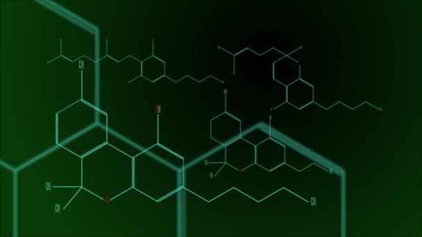 Animazione digitale - un gruppo di molecole di cannabinoidi — Video Stock