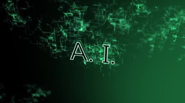 Dijital ağın 3d animasyon. Metin A.I.