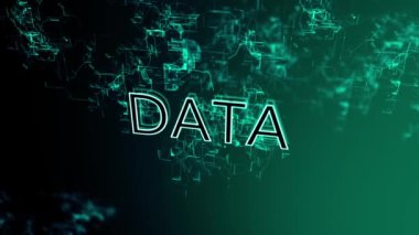 Dijital ağın 3d animasyon. Metin Verileri