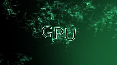 Dijital ağın 3d animasyon. Metin Gpu