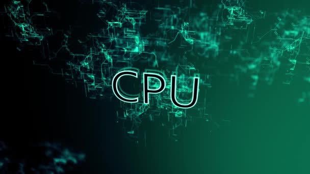 3D animation of the digital network. Text CPU — Stock Video