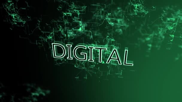 3D animation of the digital network. Text Digital — Stock Video