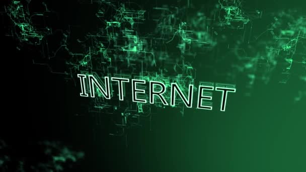 3D animation of the digital network. Text Internet — Stock Video