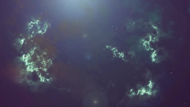 Animation of glowing flicker nebula and stars — Stock Video