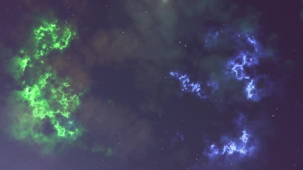 Animation of glowing flicker nebula and stars — Stock Video