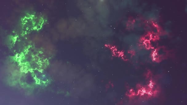 Animation of glowing flicker nebula and stars — Stock Video