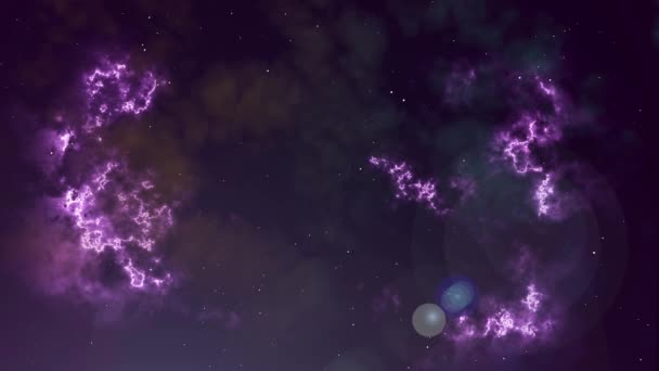 Animation of glowing flicker nebula and stars — Stock Video