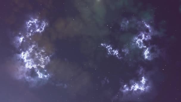 Animación de la brillante nebulosa parpadeante y estrellas — Vídeo de stock