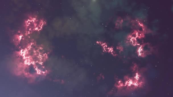 Animation of glowing nebula and stars — Stock Video