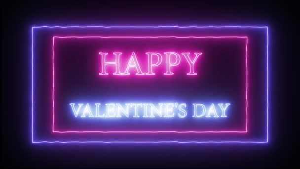 Animation neon sign "Happy Valentines Day" — Stock Video