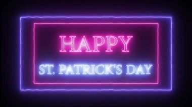 Animasyon yanıp sönen neon işareti Happy St Patricks Günü