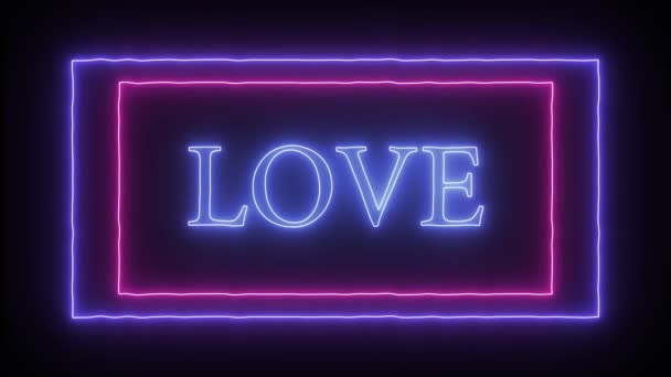 Animace neonové znaménko "láska" — Stock video