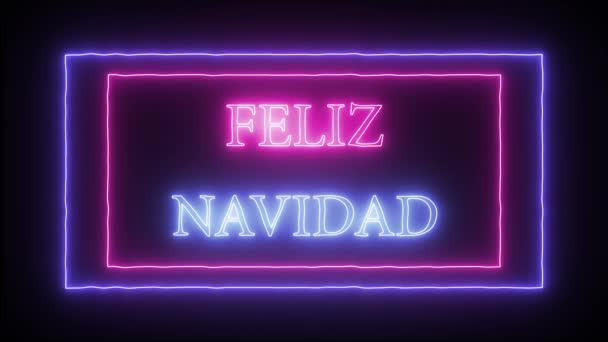 Signo de neón de animación "Feliz Navidad" Feliz Navidad en español — Vídeo de stock