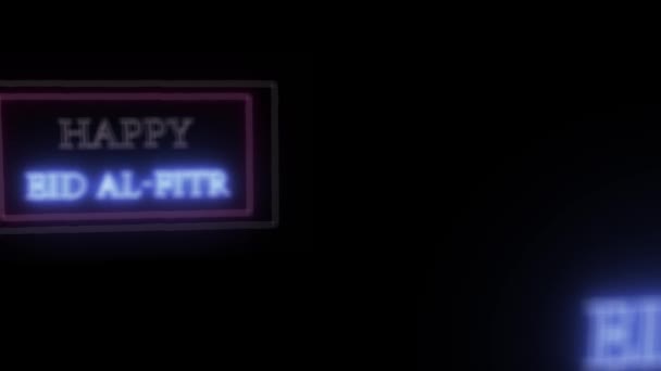 Animation Neon Sign "Happy Eid al-Fitr" — Stockvideo