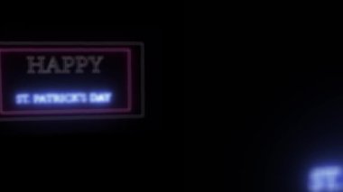 Animasyon yanıp sönen neon işareti Happy St Patricks Günü