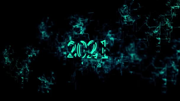 Rede digital 3D. Assinatura "2021 " — Vídeo de Stock