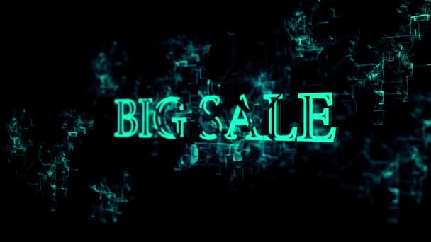 Ψηφιακό δίκτυο 3D. Υπογραφή "μεγάλη πώληση" — Αρχείο Βίντεο