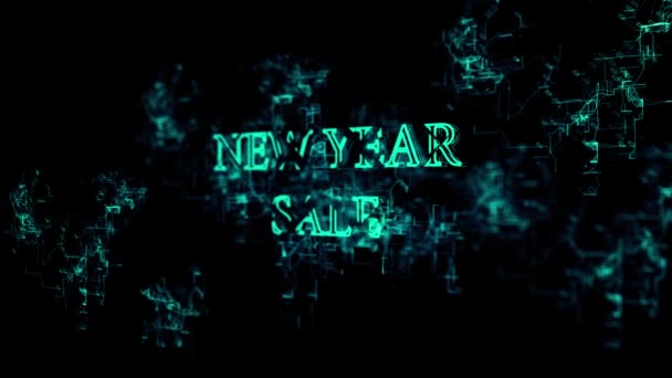 Jaringan digital 3D. Tandatangani "Penjualan Tahun Baru " — Stok Video