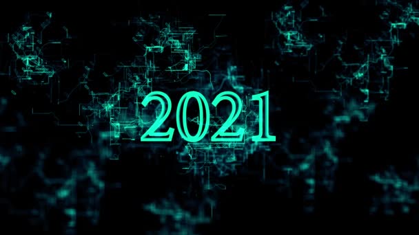 Digitalt nätverk. Skylt "2021" — Stockvideo